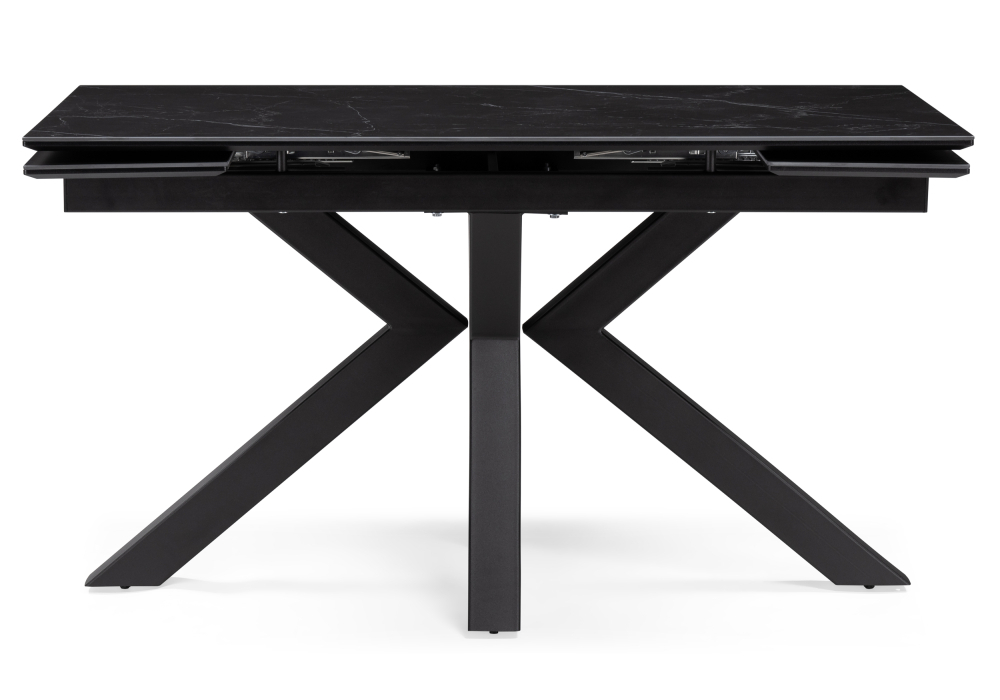 Стол Woodville Бронхольм 140(200)х80х77 черный мрамор / черный 532397