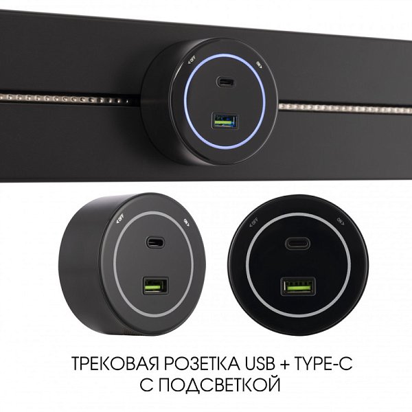 Трековая система розеток Arte Milano 399732TS/USB-Type-C Black
