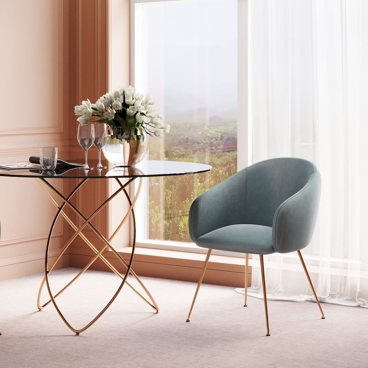 Стул мягкий с подлокотниками KARE Lorena 86706