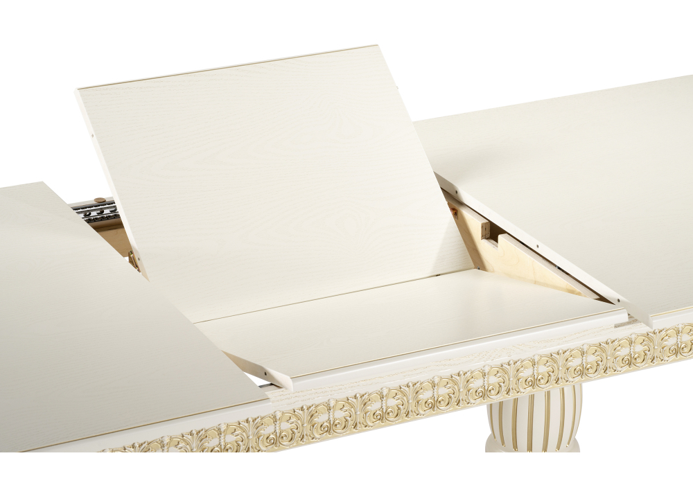 Стол деревянный Woodville Морнит 180(240)х100 слоновая кость / золото 515969