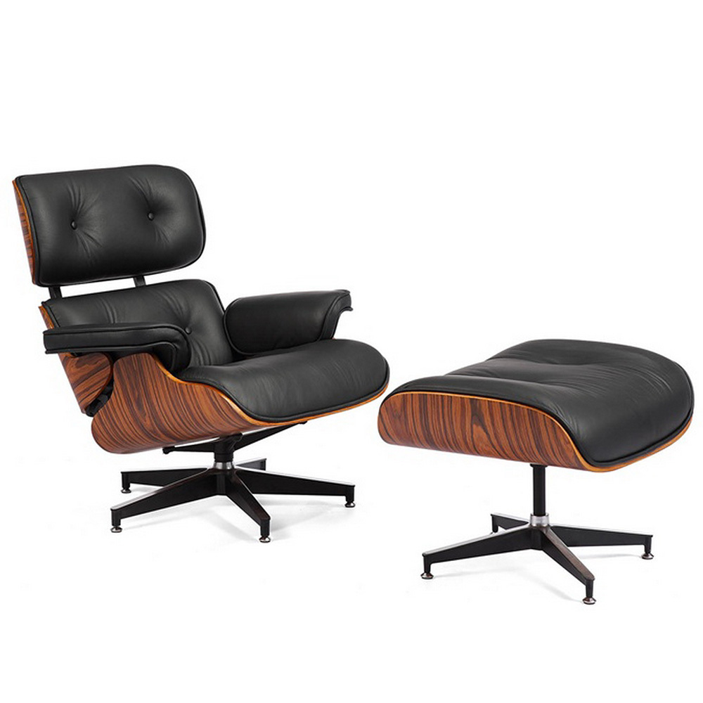Кресло EAMES LOUNGE CHAIR и оттоманка EAMES LOUNGE CHAIR чёрные Bradex Home FR 0016-17