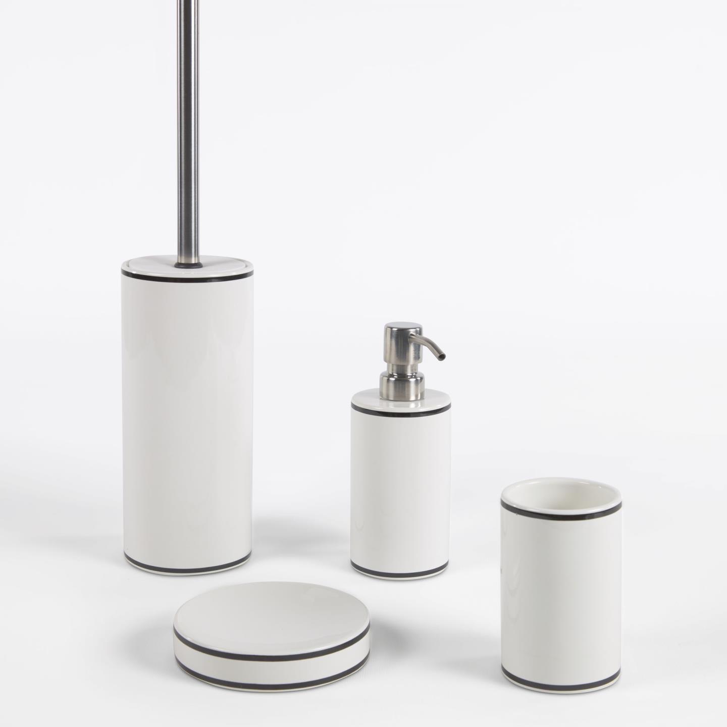 Белая керамическая мыльница Arminda с черной деталью La Forma (ex Julia Grup)