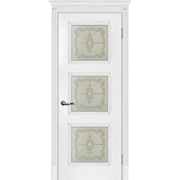 Межкомнатная дверь Graf Флоренция-4 Сатинат, контурный полимер золото Пломбир (2000 х 900)