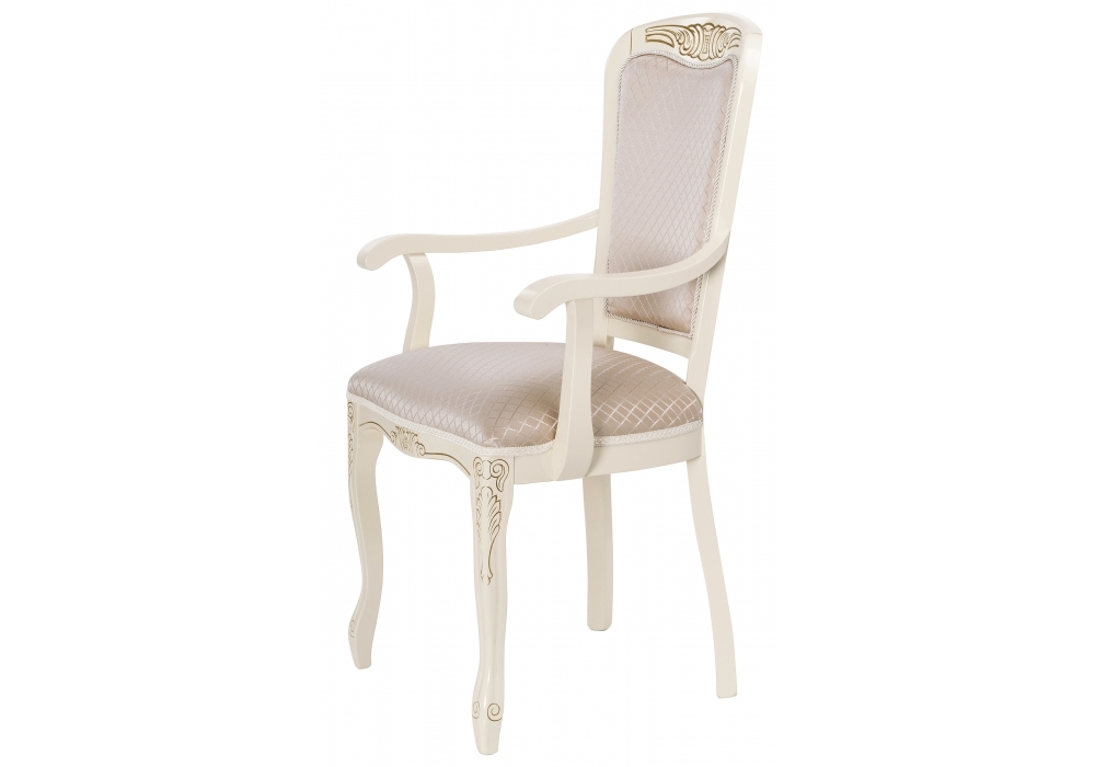 Стул деревянный Woodville Клето слоновая кость с золотой патиной / ромб 431002