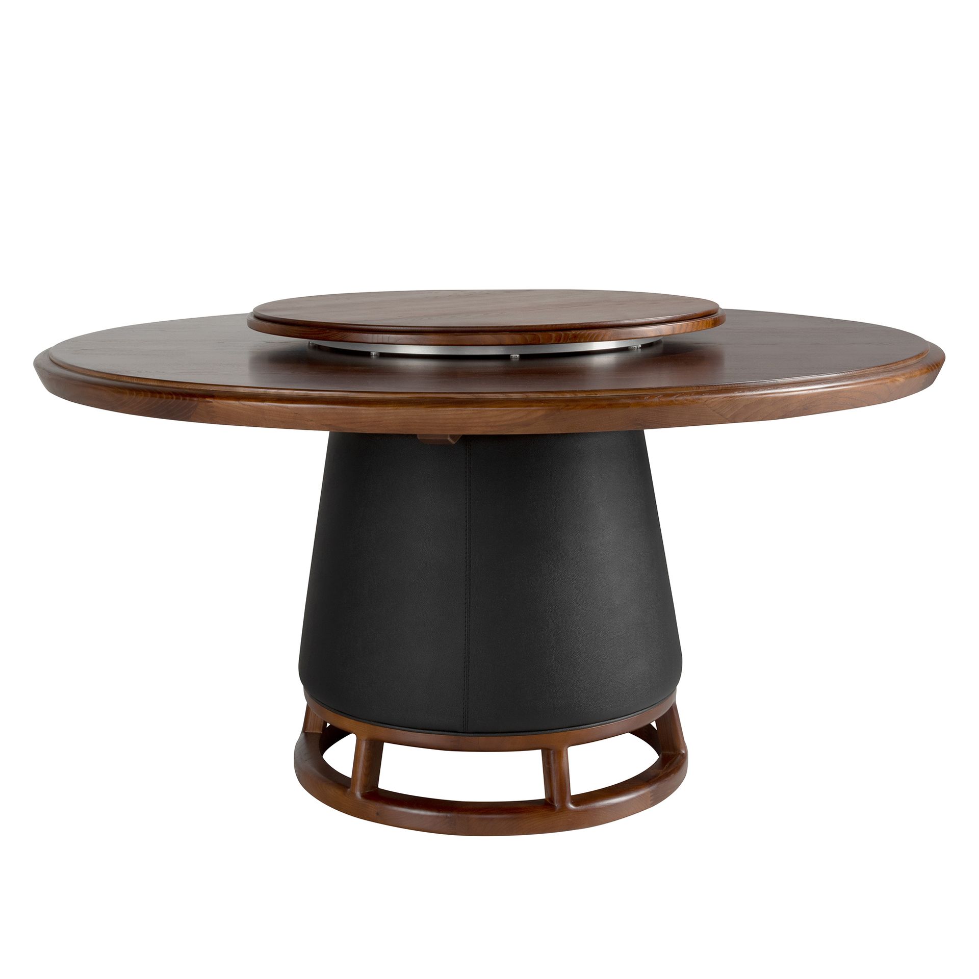 Круглый обеденный стол 1168 из темного ореха и обивкой из экокожи Angel Cerda