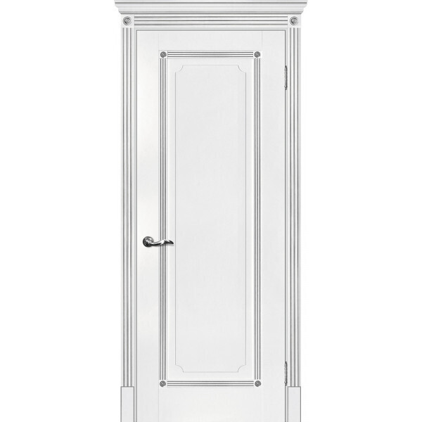 Межкомнатная дверь Graf Флоренция-1 белый, патина серебро (2000 х 800)