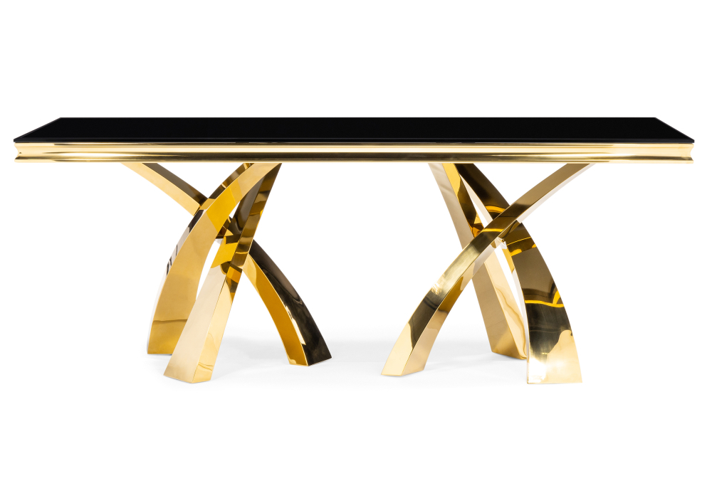 Стол стеклянный Woodville Komin 2 черный / золото 15308