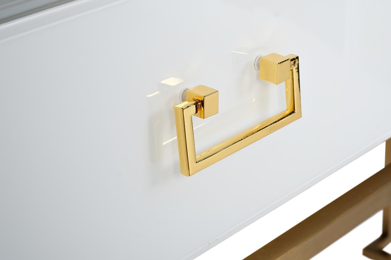 Консоль с ящиками белое стекло/матовое золото Garda Decor KFG070