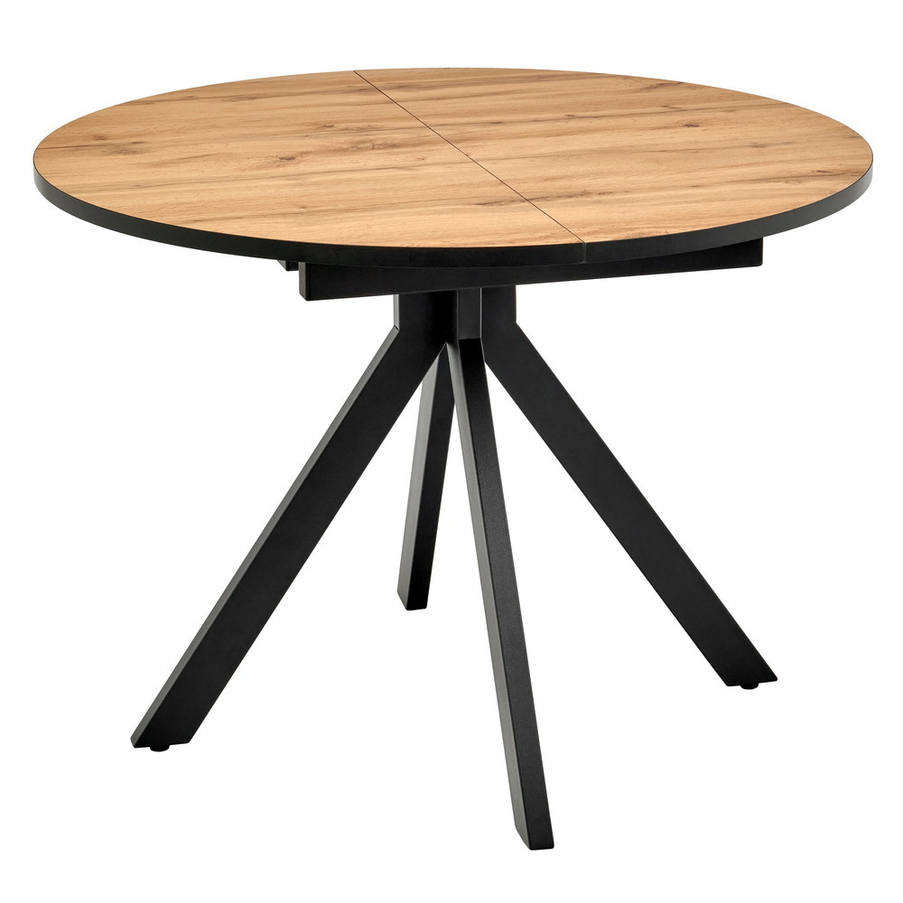 Стол Rudolf круглый раскладной 100-130x100x75см, Дуб Вотан, чёрный Bradex Home RF 0301