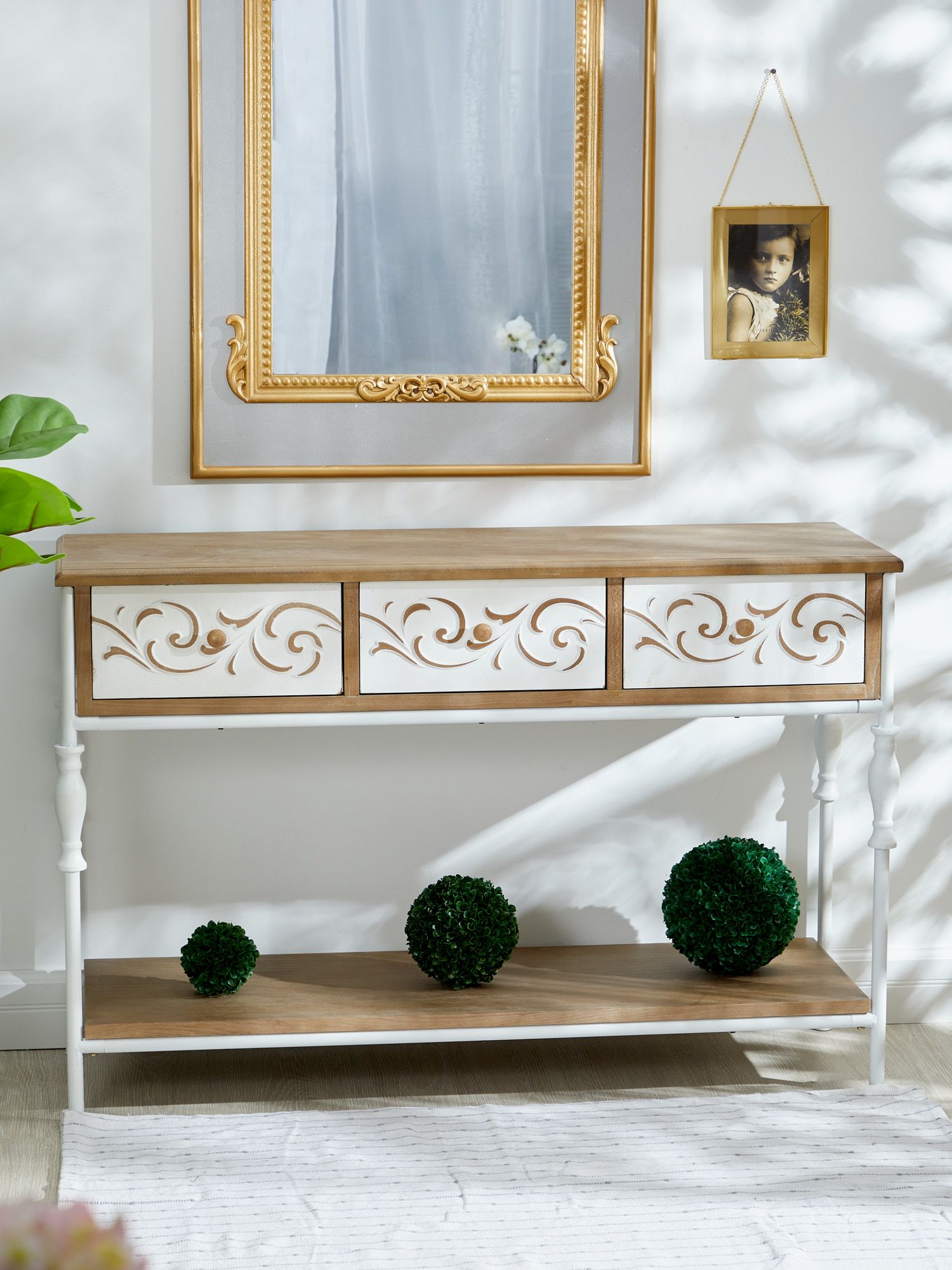 Консоль с ящиками и полкой Glasar 57-307