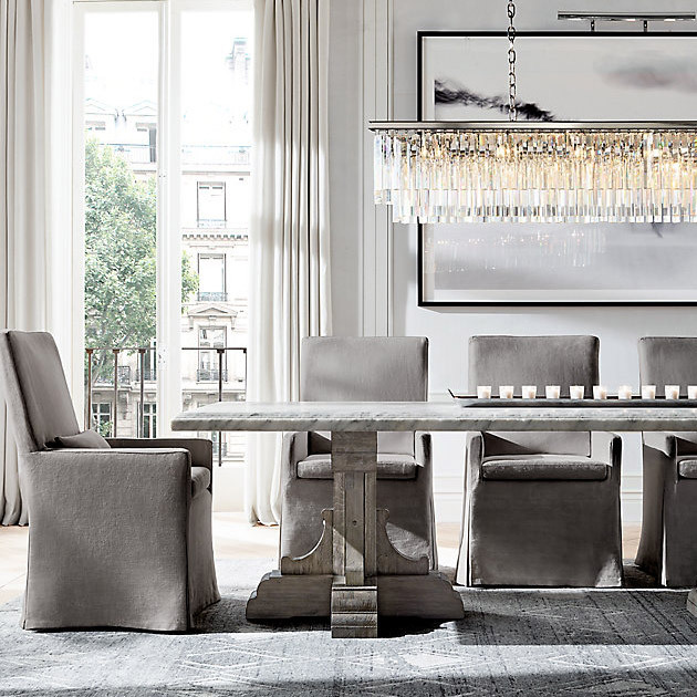 Люстра Restoration Hardware 1920s Odeon Clear Glass Fringe Rectangular 49" Grey Iron