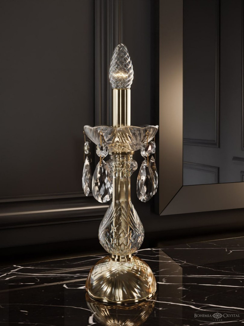 Настольная лампа с хрустальными подвесками 101L/1-27 G Bohemia Ivele Crystal