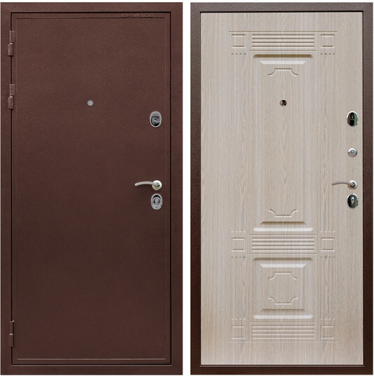 Дверь входная Graf Лондон Антик медь / МДФ 16 мм ФЛ-2 Дуб беленый