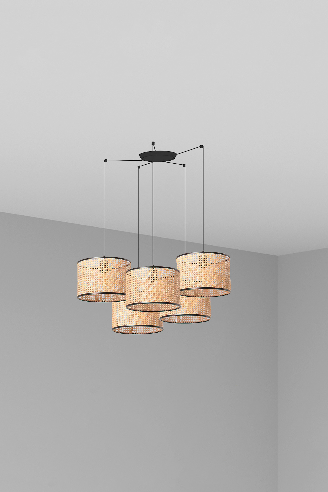 Подвесной светильник Mambo черный/из ротанга ø320 5L Faro