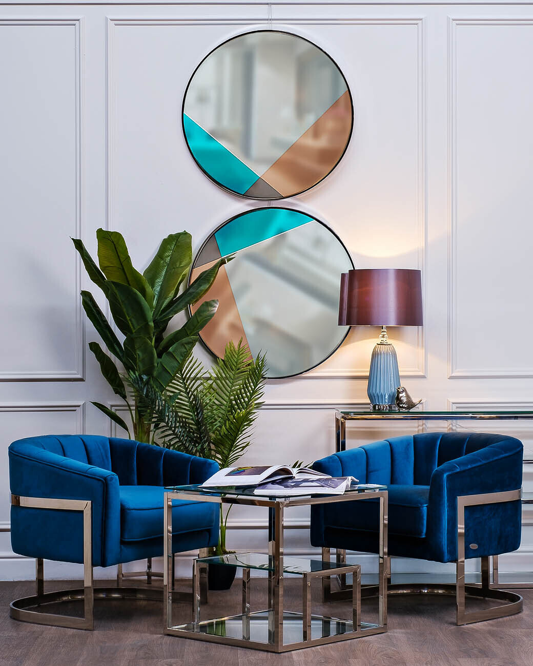 Кресло на металлическом каркасе темно-синее Garda Decor ZW-777 BLU SS