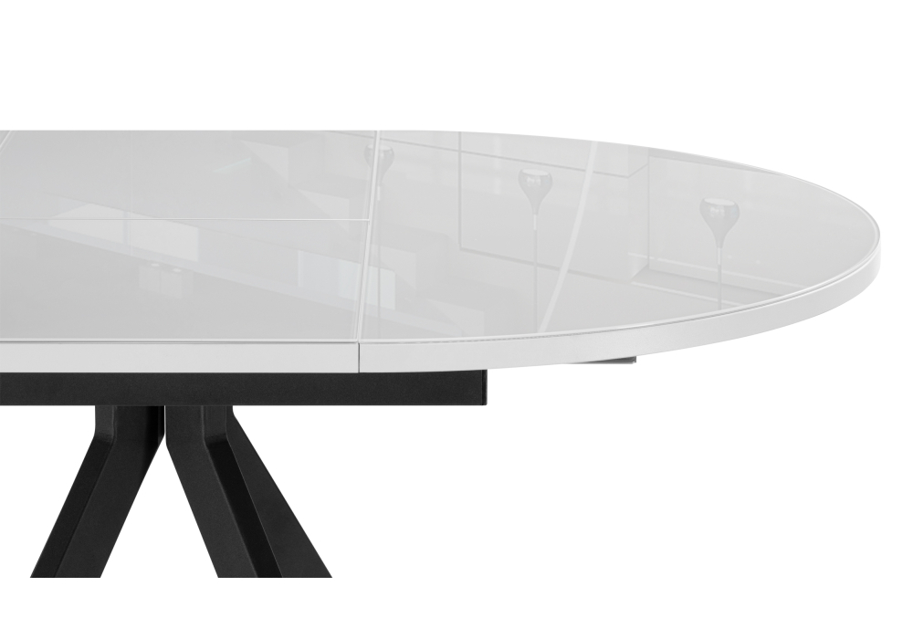 Стол стеклянный Woodville Ален 100(140)х100х74 ультра белое стекло / черный 516558
