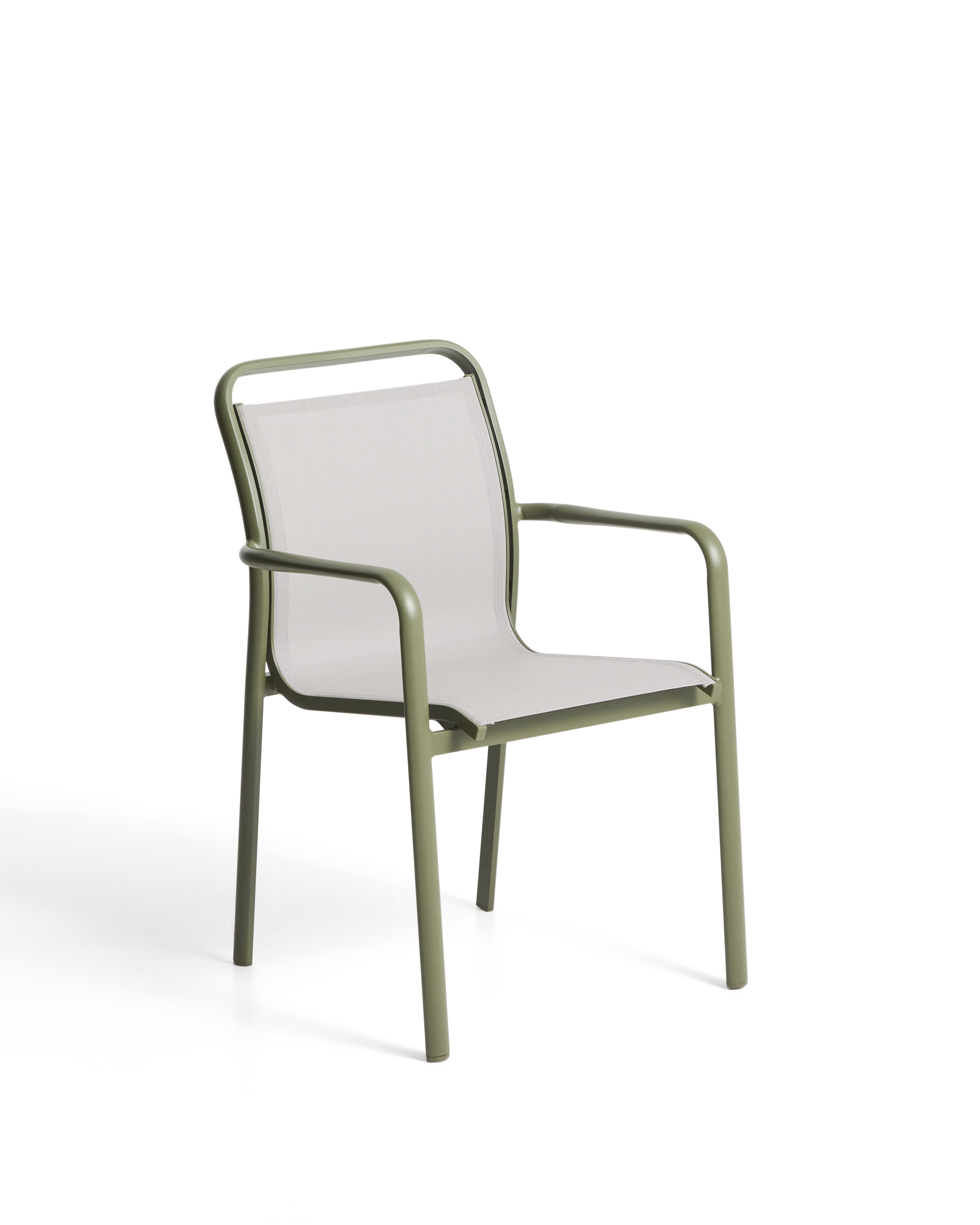 Уличный стул Luri из алюминия зеленого цвета и бежевого текстиля La Forma 482614