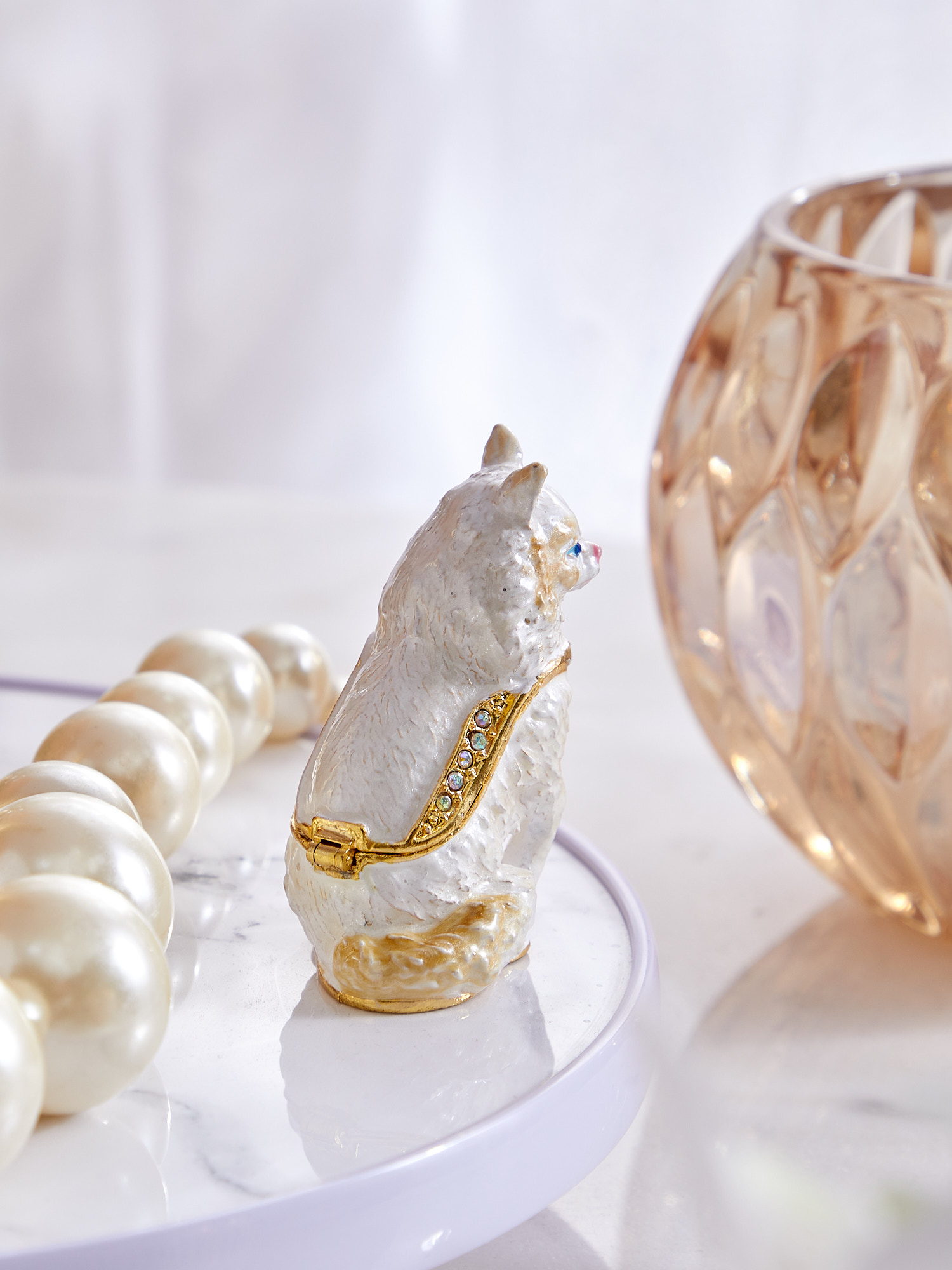 Шкатулка для драгоценностей со стразами Котик Glasar 39-075