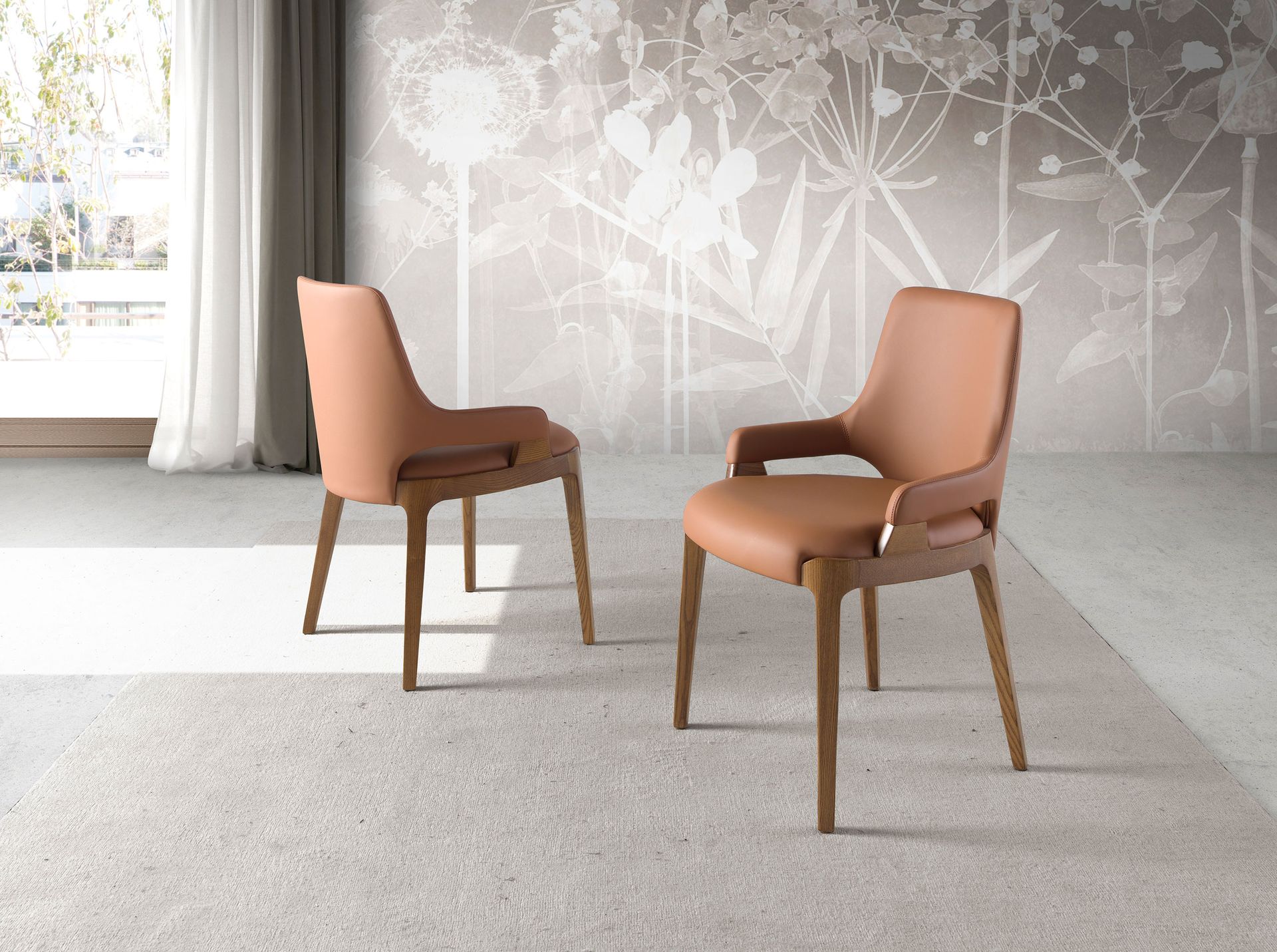 Стул 4136/CH20029 с обивкой из коричневой экокожи Angel Cerda