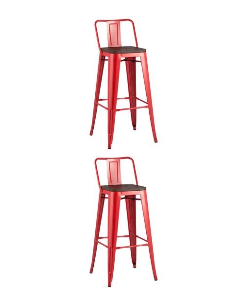 Стул барный TOLIX WOOD со спинкой красный глянцевый 2 шт Stool Group
