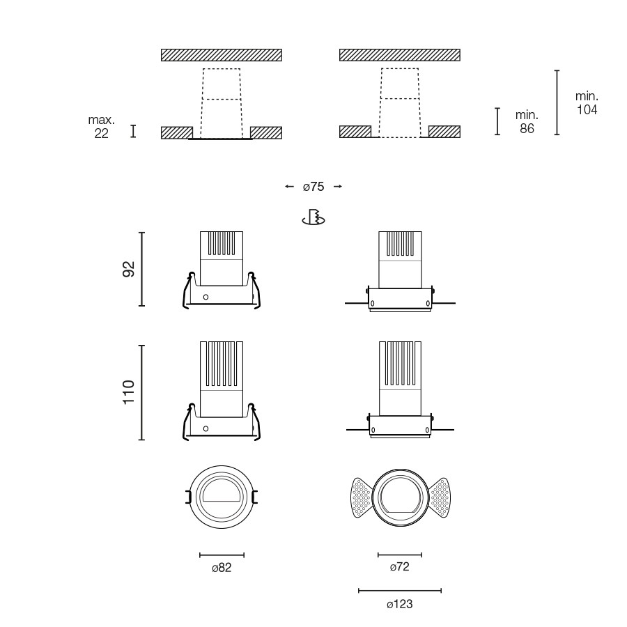 ELIOS WALLWASHER Черный модуль IP20 7 Вт 24º 3000K Faro