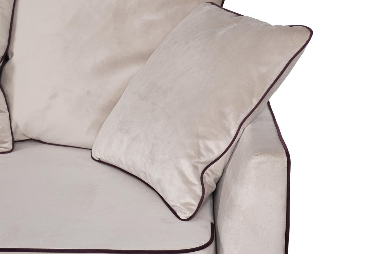 Диван Mores трехместный раскладной бежевый с кантом Garda Decor MORES(K)-2K-КРЕМ-Bel09+Vel35