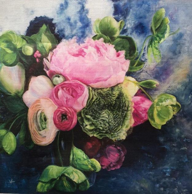 Холст "Букет с пионом" Garda Decor 89VOR-AQUARELLE34