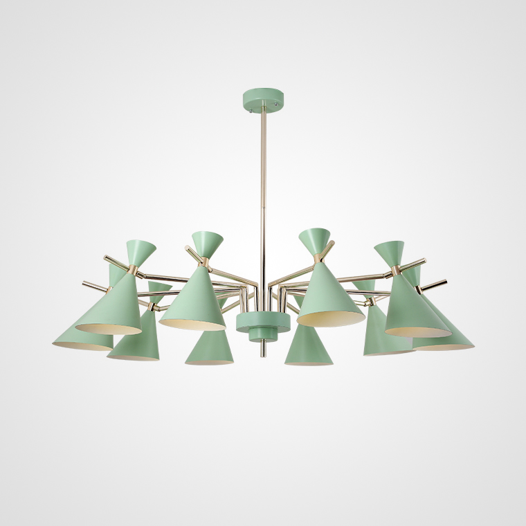 Люстра на штанге FRANKA D120 10 lamps Green by ImperiumLoft