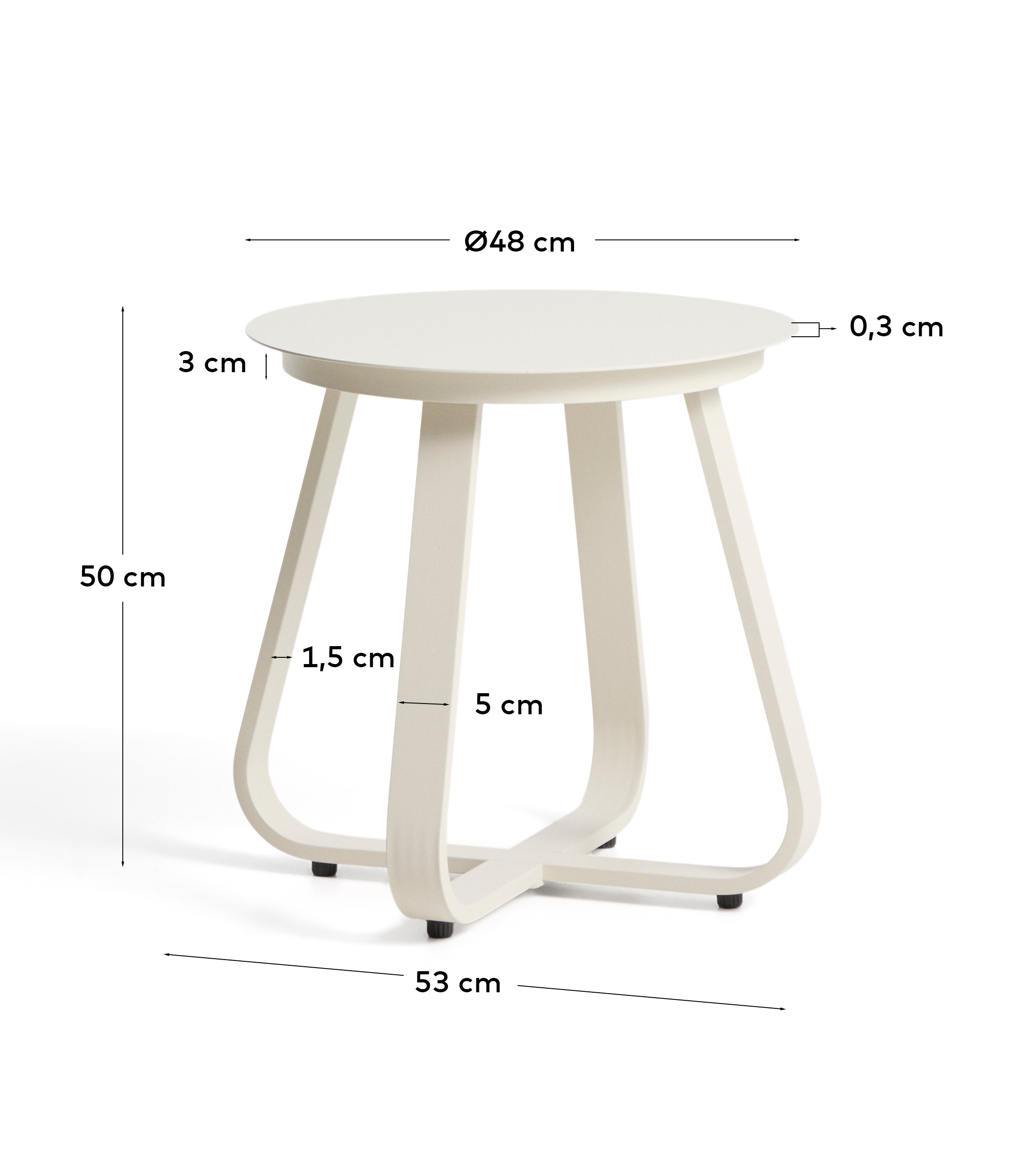 Уличный столик Tamaris из алюминия цвета экрю Ø48 см La Forma 482642