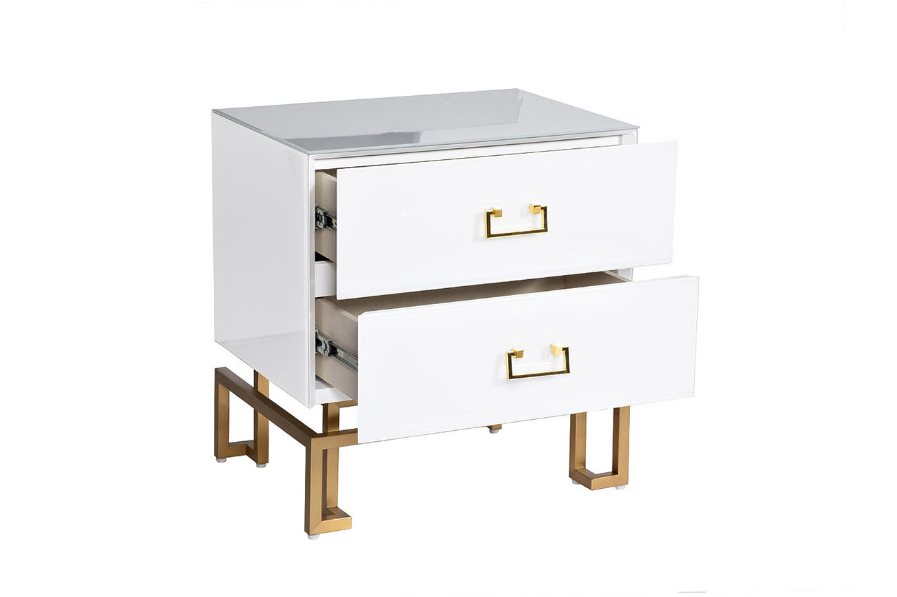 Тумбочка белая с двумя ящиками Garda Decor KFG085