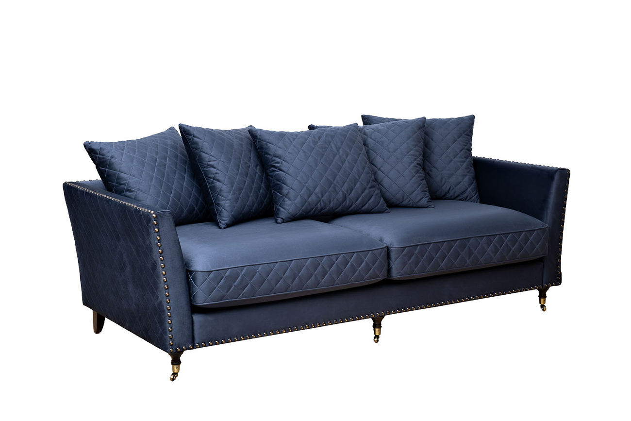 Диван Sorrento 220 трехместный велюровый темно-синий Garda Decor SORRENTO-220-Colt034-SIN