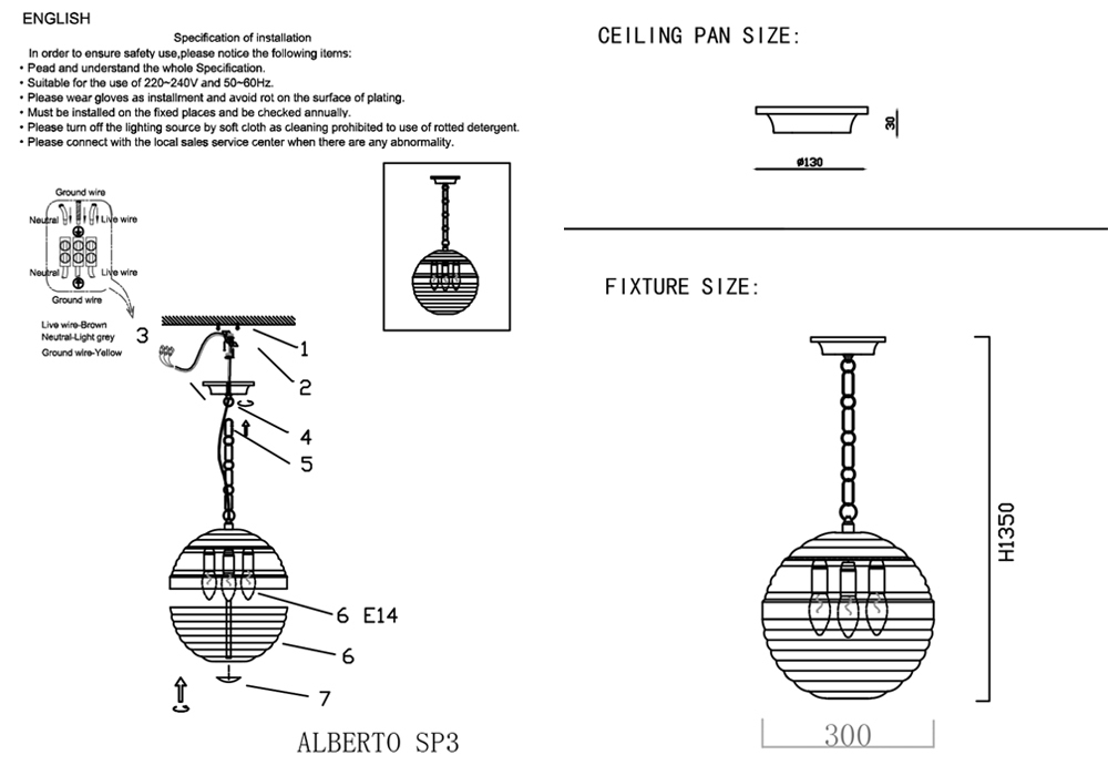 Светильник подвесной Crystal Lux ALBERTO SP3 BRONZE/TRANSPARENTE