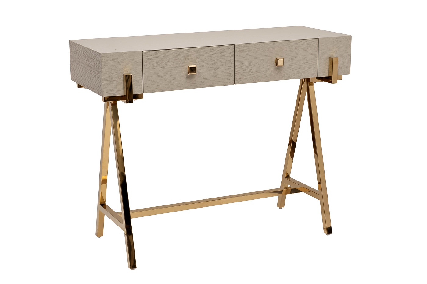 Консоль с 2мя ящиками серая/золото Garda Decor KFG165