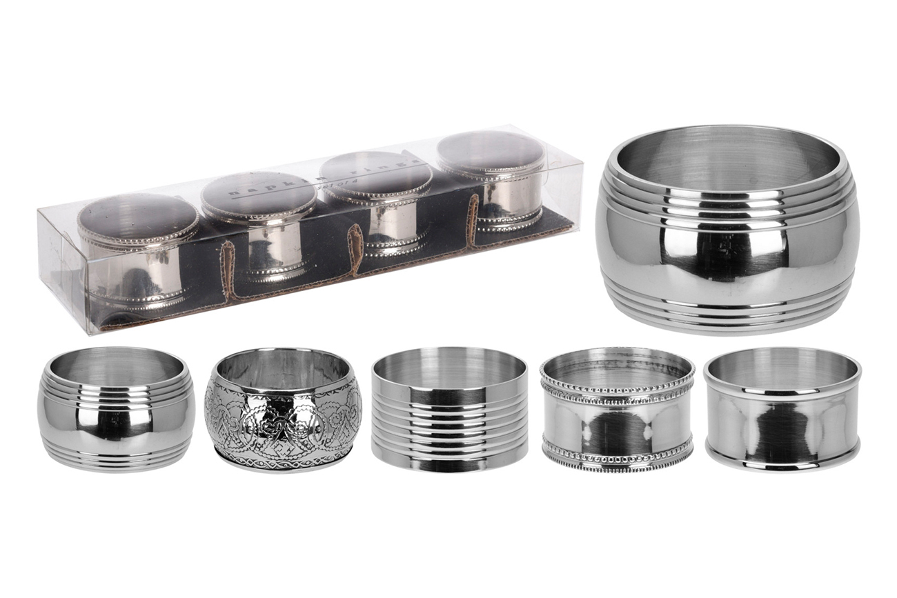 Набор колец для салфеток 4 шт. в асс. (серебро) Garda Decor A04426420