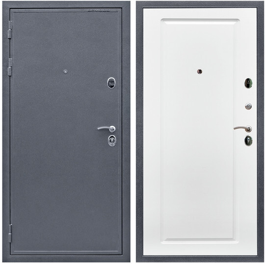 Дверь входная Graf Лондон Антик серебро / МДФ 16 мм ФЛ-119 Ясень белый