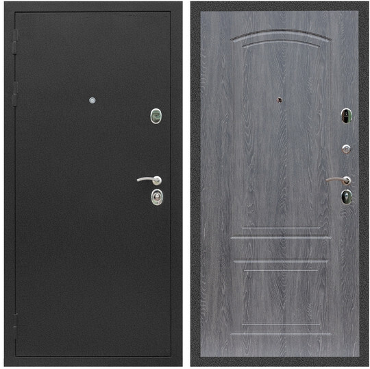 Дверь входная Graf Люкс ТП-70 Черный крокодил / МДФ 6 мм ФЛ-138 Дуб Филадельфия графит