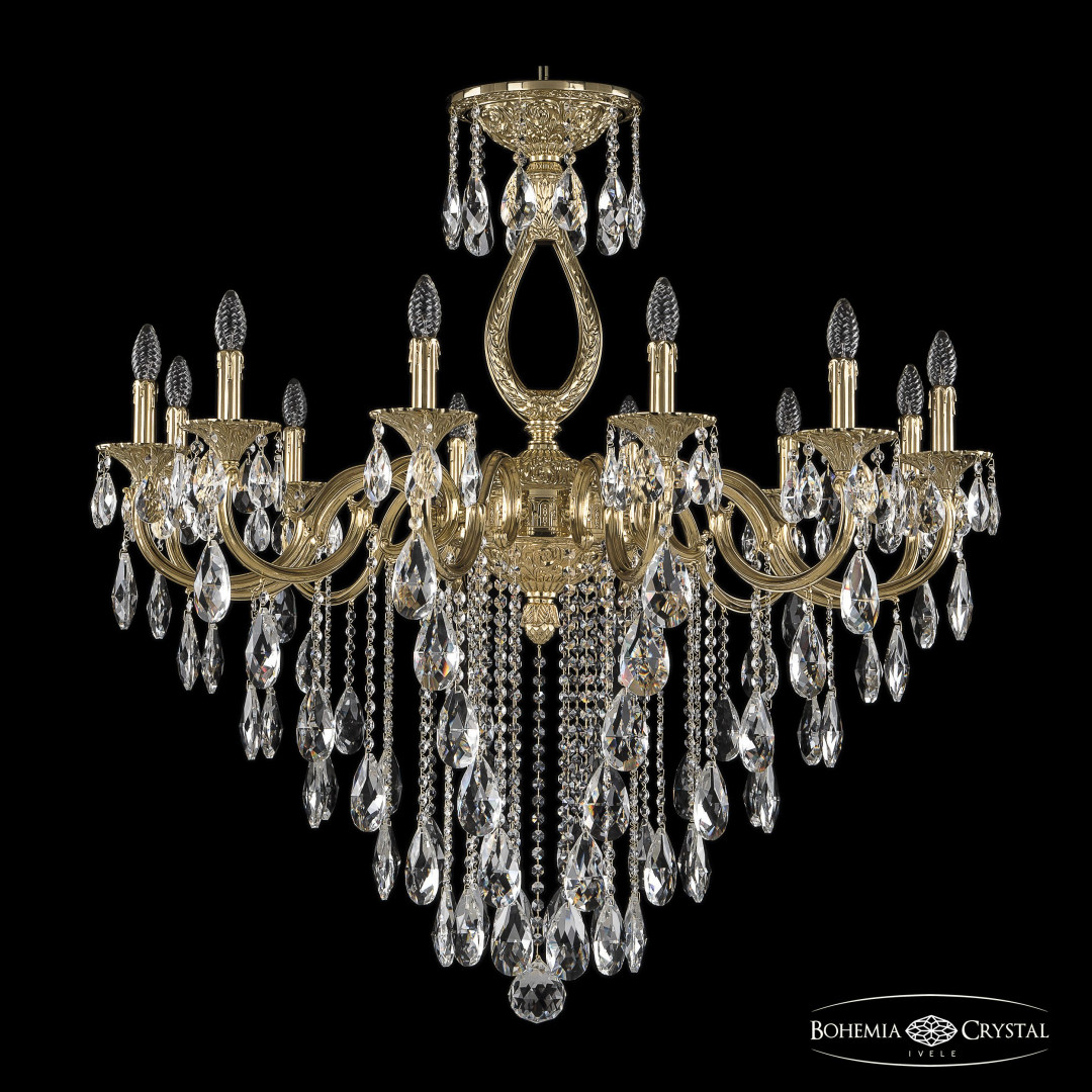 Люстра бронзовая с хрусталём 72301/12/360 B G