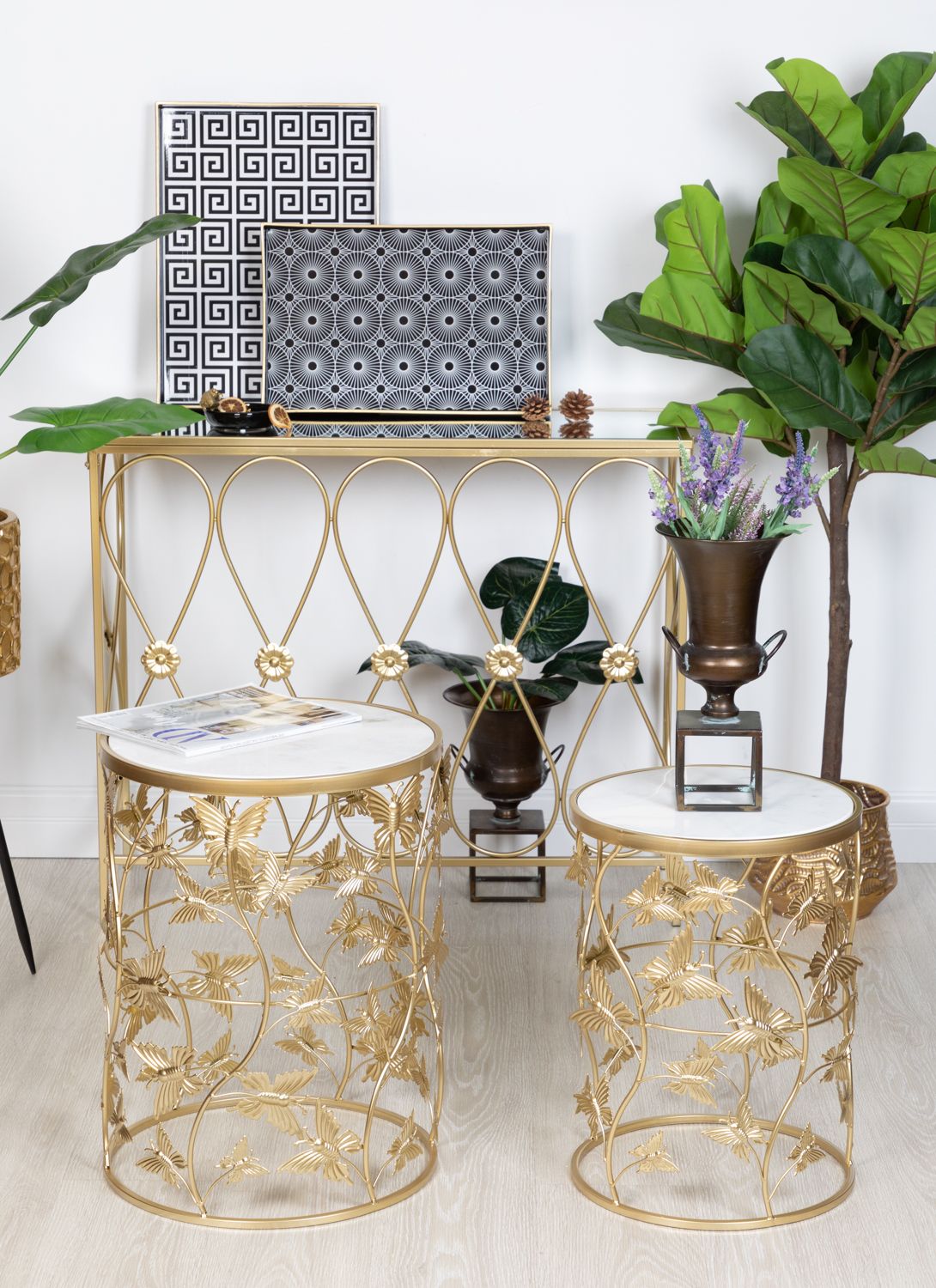 Столик интерьерный с белым мрамором Glasar 54-113