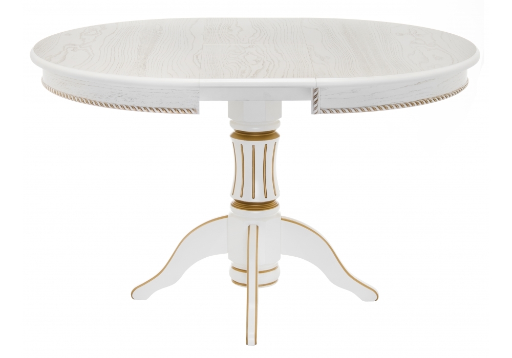Стол деревянный Woodville Павия 100(130)х100х79 молочный с золотой патиной 406087