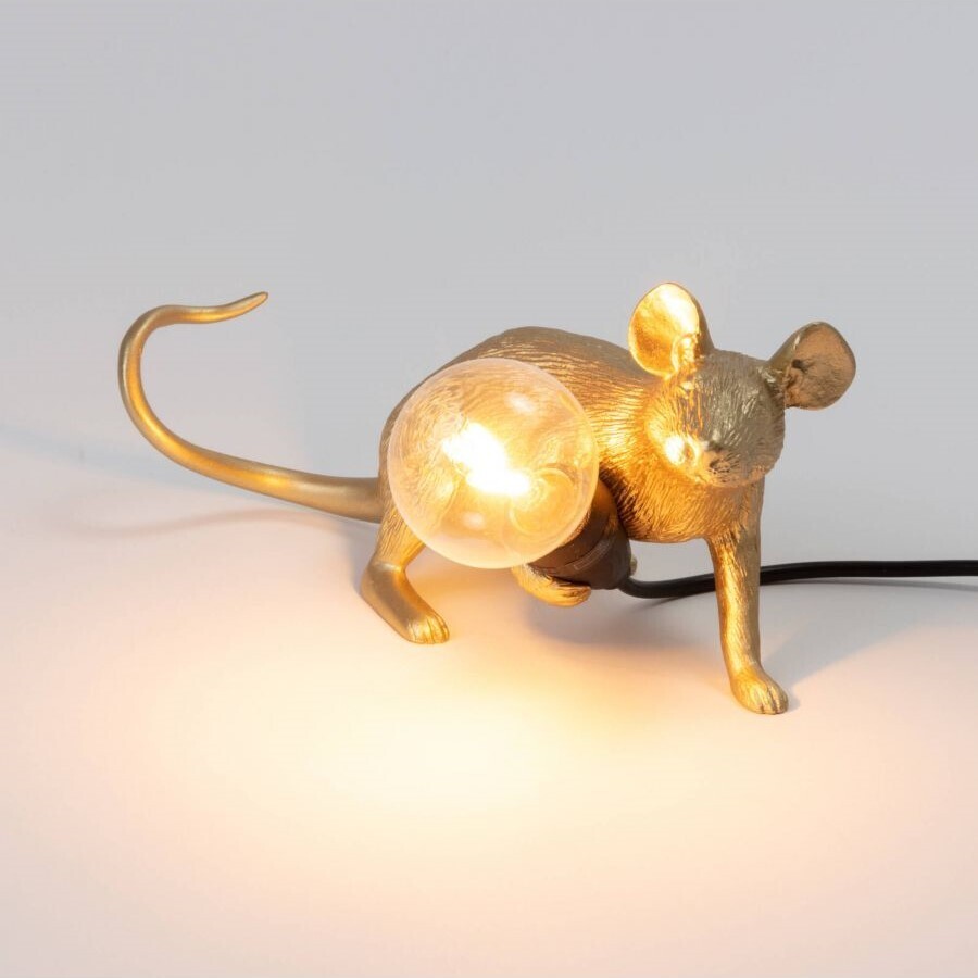 Настольная лампа  Seletti Mouse Lamp Lyie Down Gold USB 15232