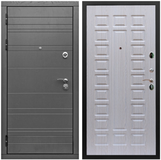 Дверь входная Graf Роял Вуд МДФ 10 мм Роял Вуд графит / МДФ 16 мм ФЛ-183 Дуб беленый