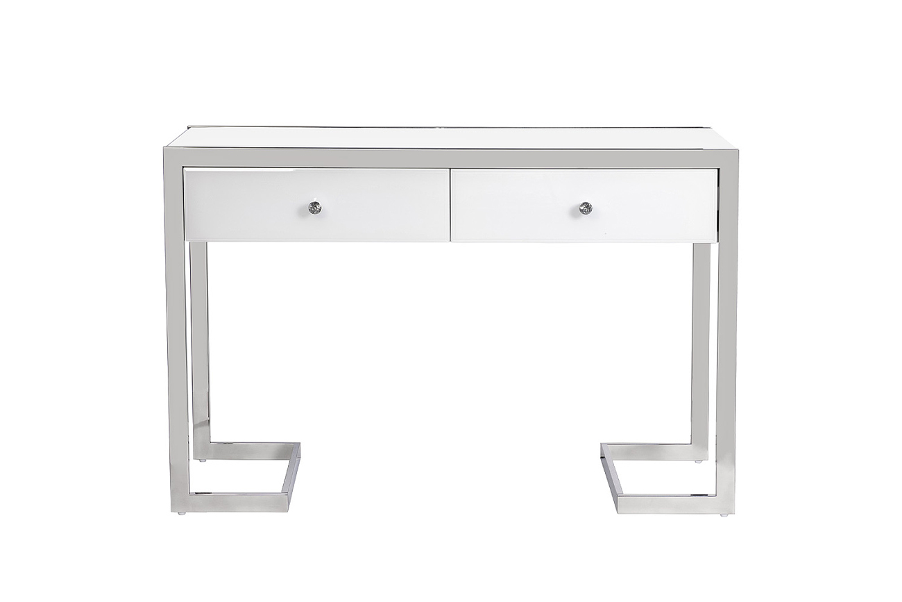 Консоль с 2мя ящиками белая/хром Garda Decor KFG103