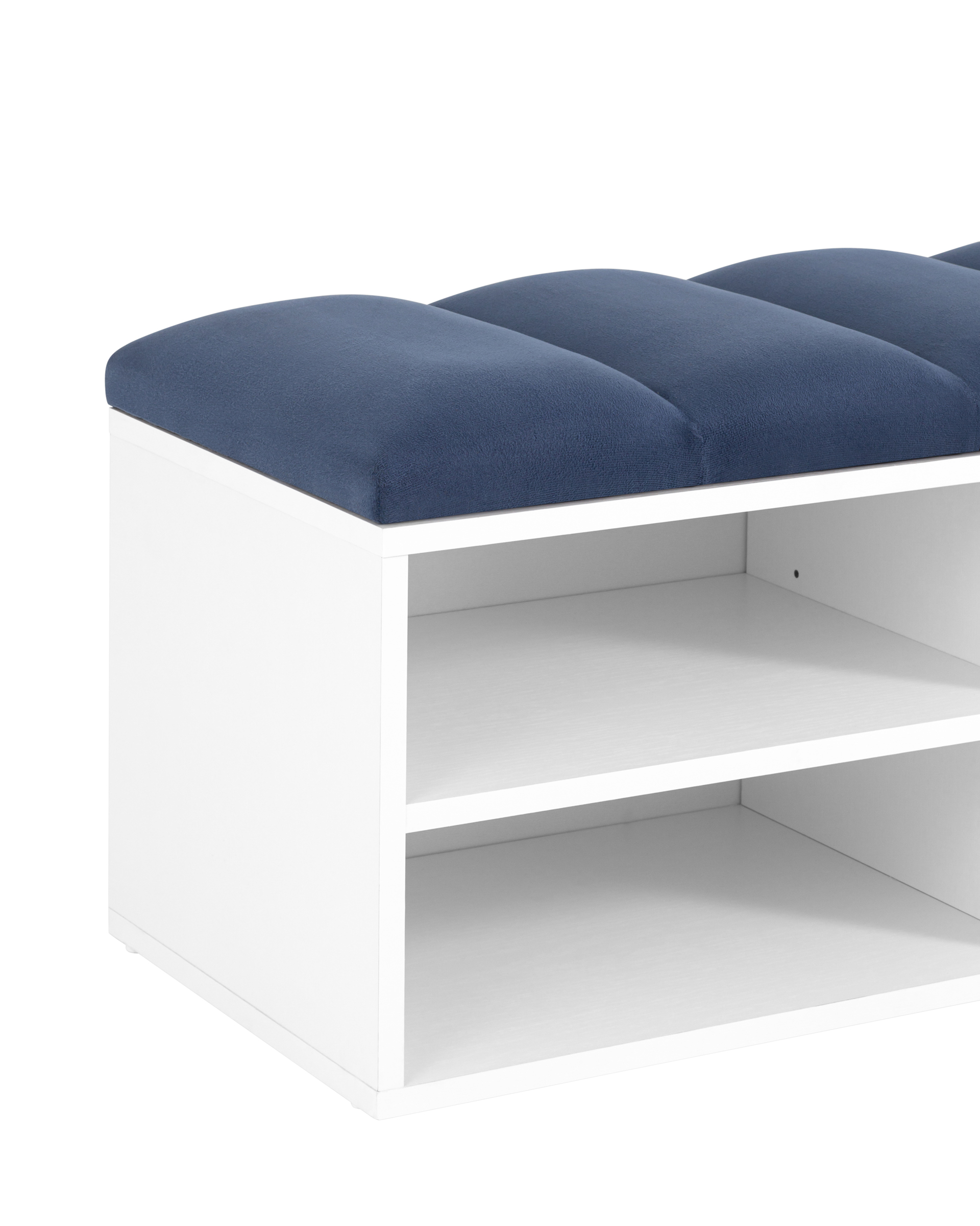 Обувница Хольст белая велюр синий Stool Group