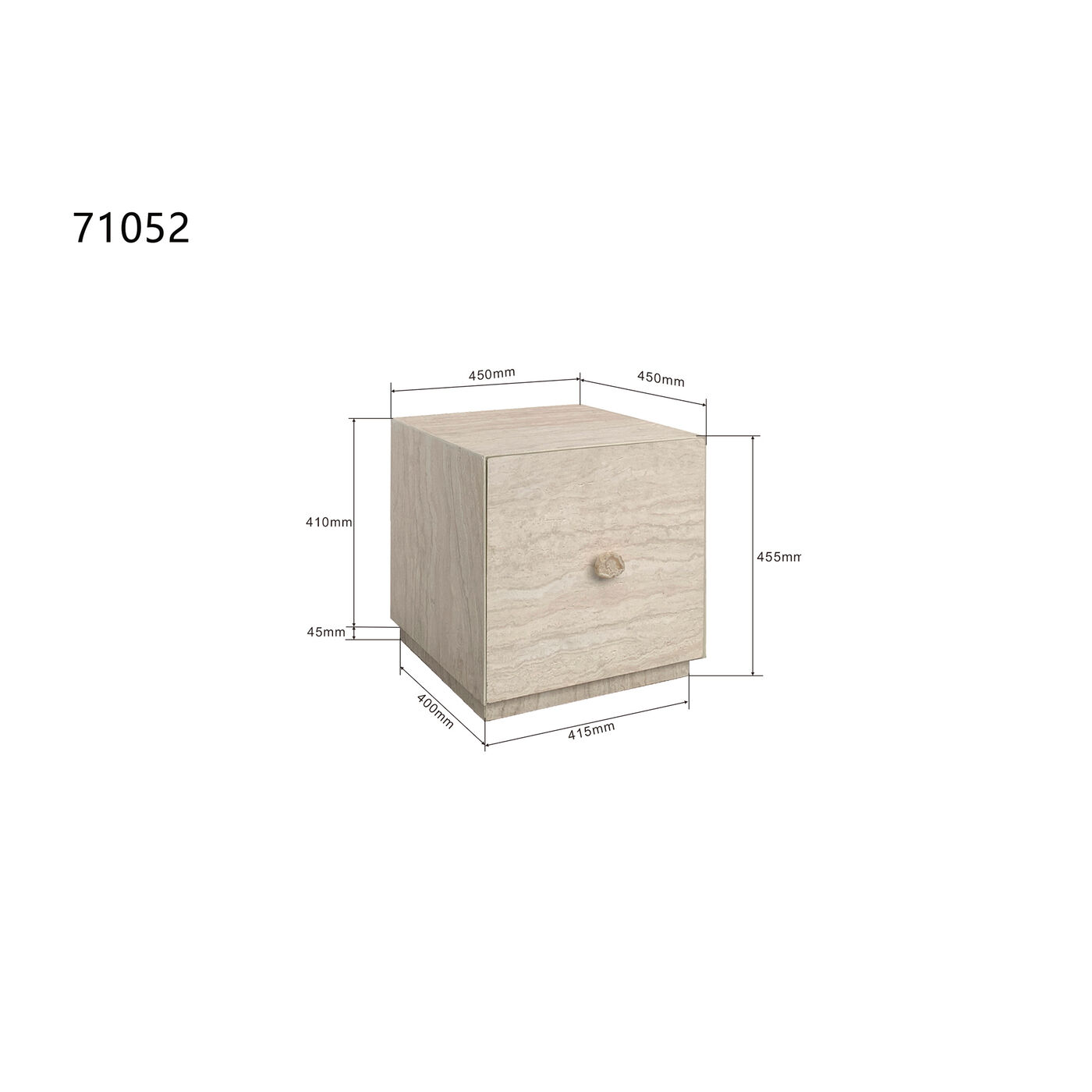 Стол приставной Travertino Drawer 45x45cm KARE 71052