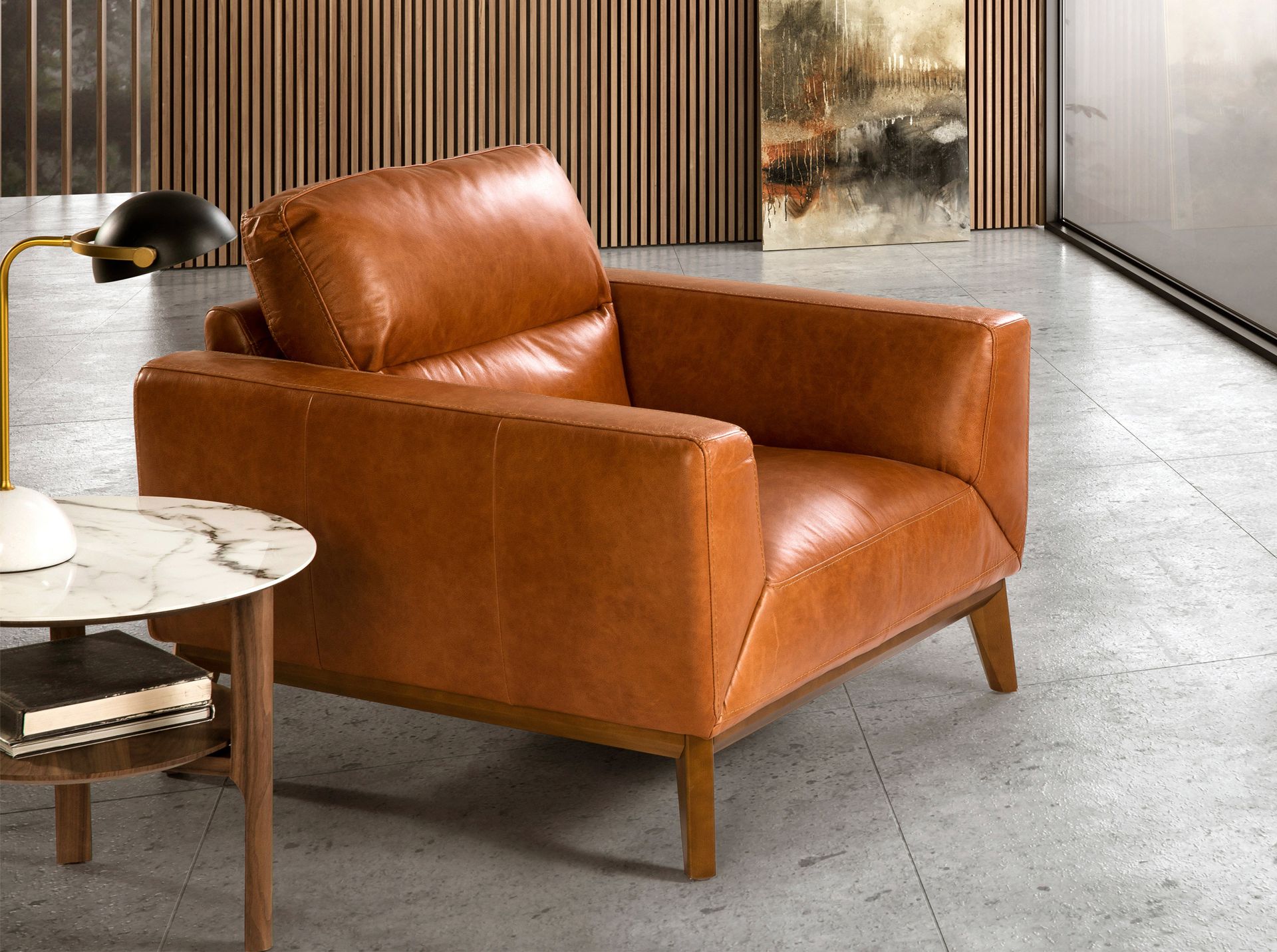 Кресло из кожи KF1016-1P /5036 светло-коричневое Angel Cerda