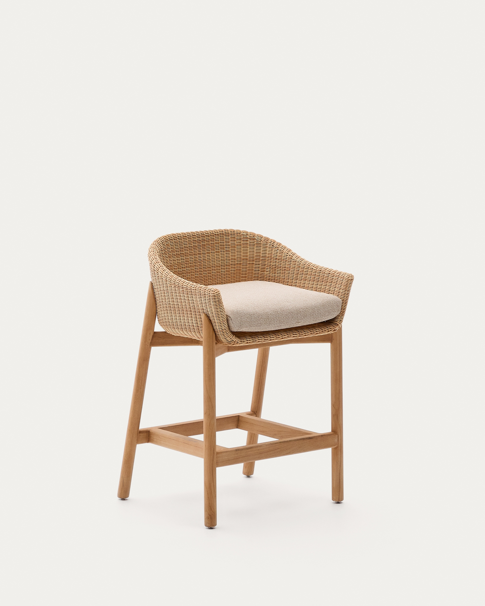 Полубарный стул Galea из тикового дерева и синтетического ротанга, 65 см La Forma (ex Julia Grup)