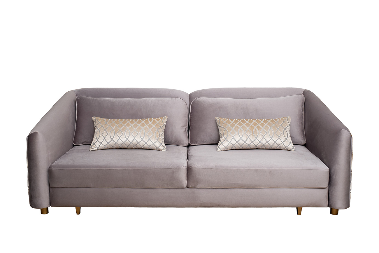 Диван Trevi трехместный раскладной с кантом серый Garda Decor TREVI-230M-2К-Colt032+Melody BEG