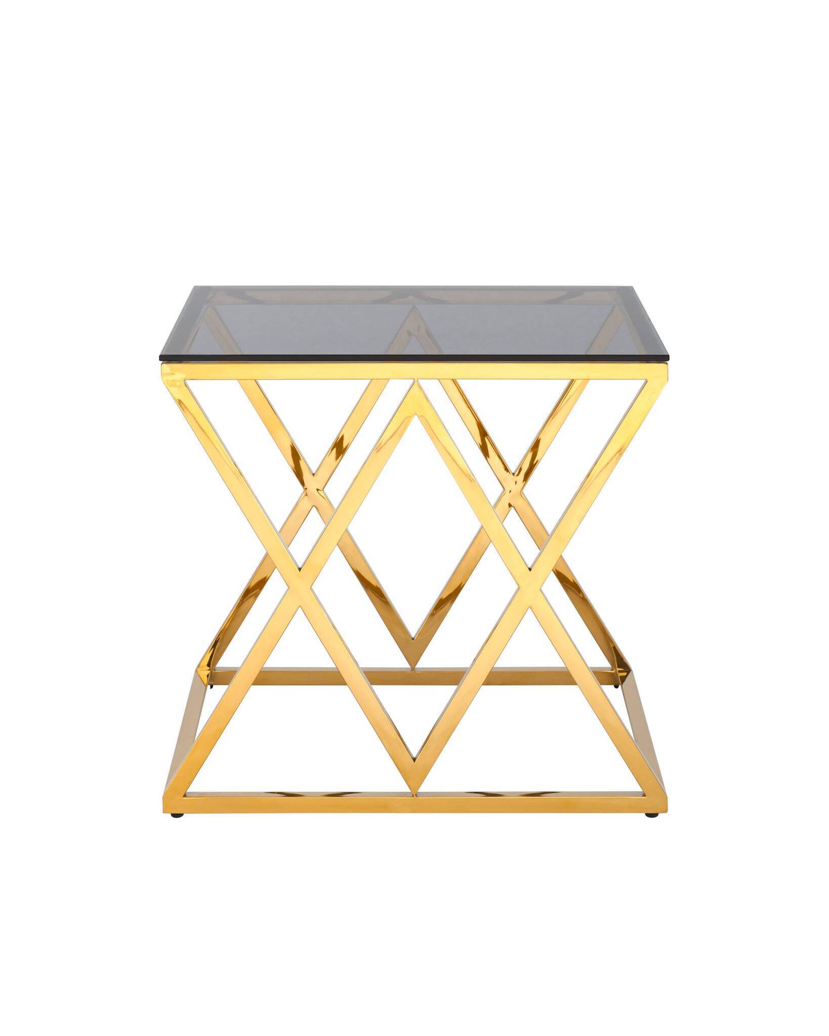 Журнальный стол 55*55 ИНСИГНИЯ золото стекло smoke Stool Group