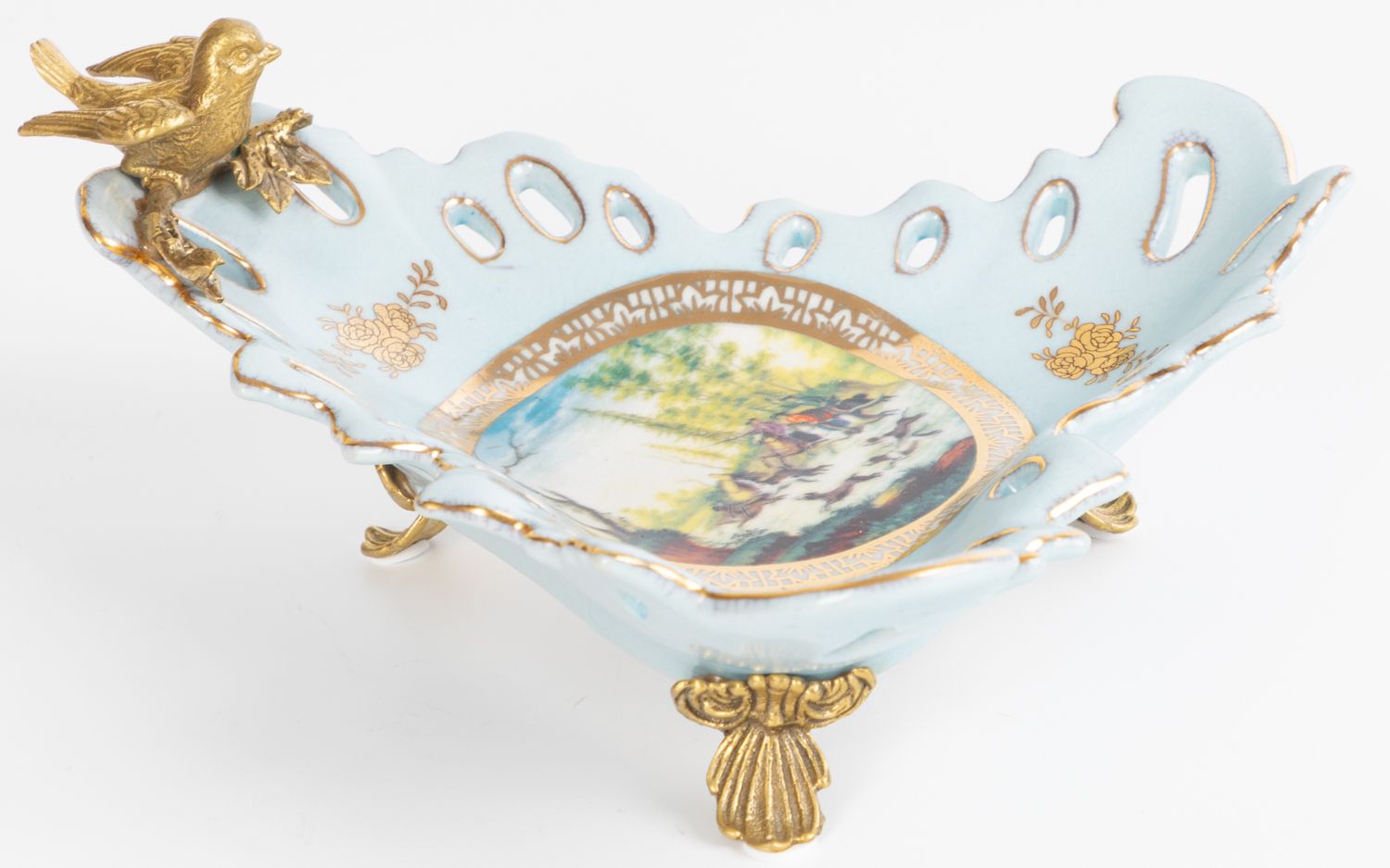 Блюдо с птичкой Glasar C805HC/HLB0725