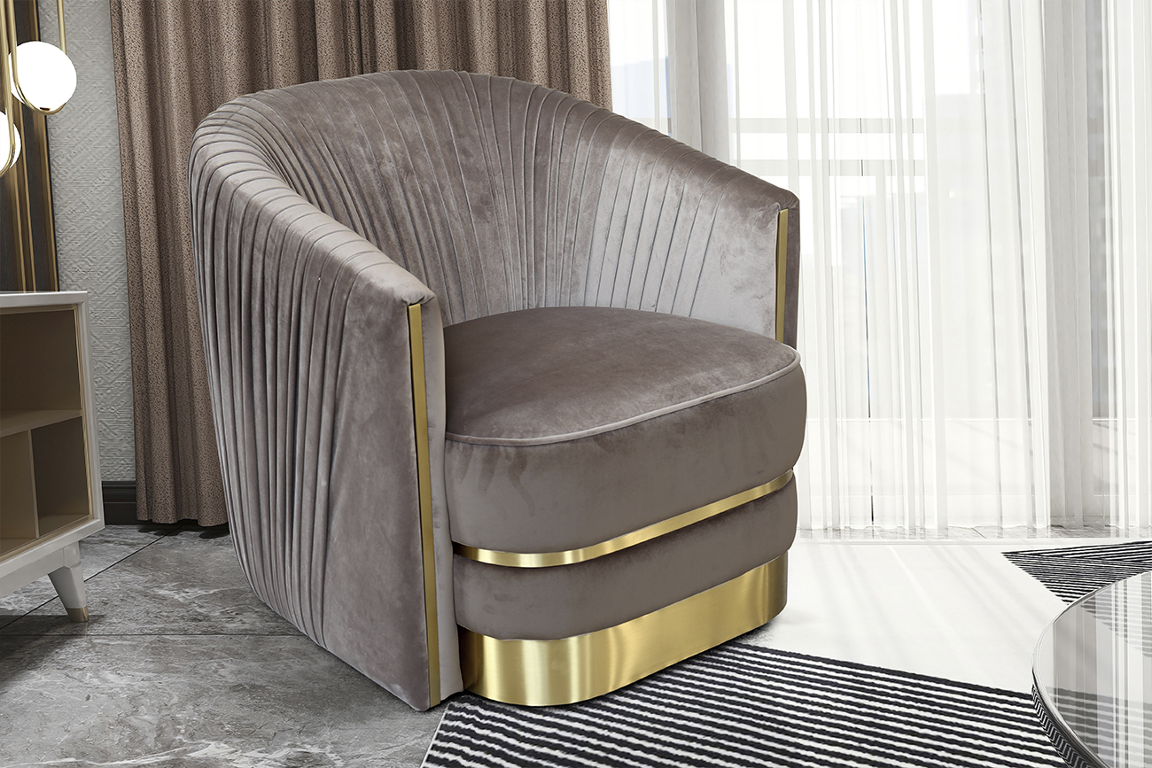 Кресло велюровое серо-коричневое Garda Decor 87YY-1890-1 BRN